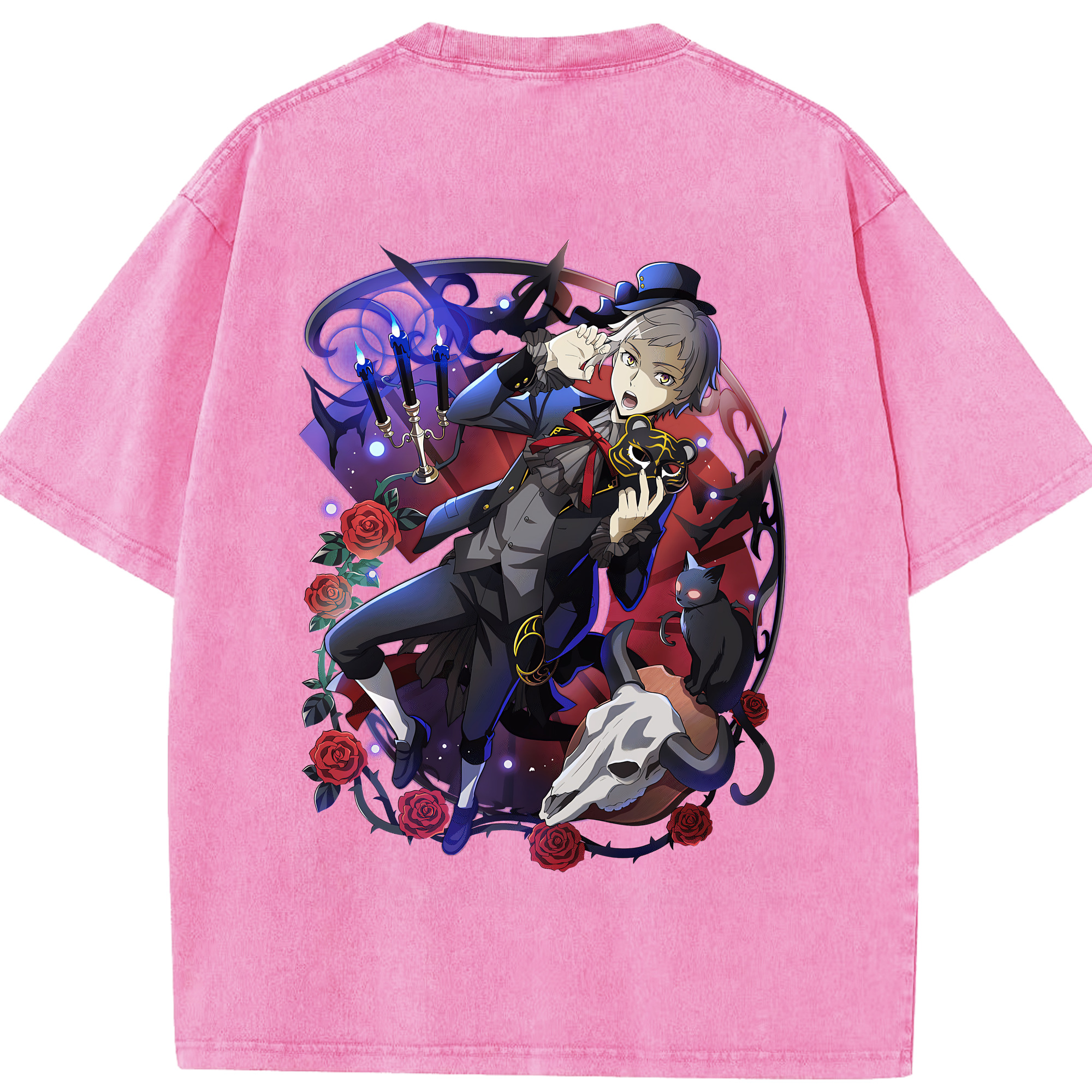 （画像用） 文豪ストレイドッグス Bungo Stray Dogs 綿100% ヴィンテージ風 半袖Tシャツ（背面プリント）